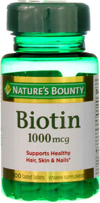 Nature's Bounty Biotina 1000 mcg, 100 Tabletas Recubiertas