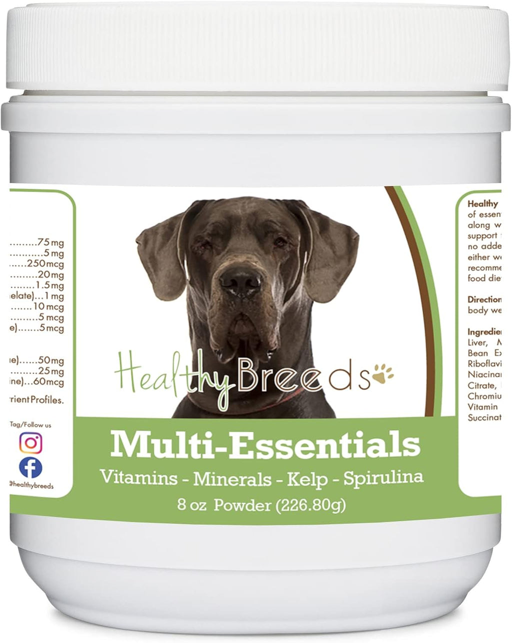 Healthy Breeds Great Dane, Blue, Multi-Essentials Powder para Perros - Suplemento de Vitaminas y Minerales - 227 g