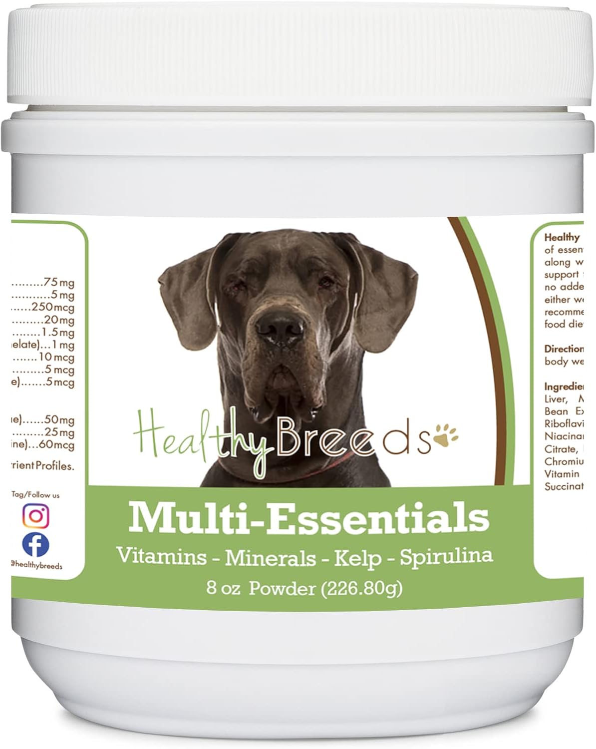 Healthy Breeds Great Dane, Blue, Multi-Essentials Powder para Perros - Suplemento de Vitaminas y Minerales - 227 g