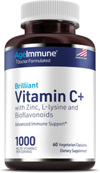 AgeImmune Vitamina C 1000mg + L-Lisina, Zinc y Bioflavonoides
