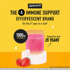 Airborne 1000mg Vitamina C con Vitamina D + Zinc Multivitamínico Sin Azúcar Comprimidos Efervescentes Sabor Very Berry, 30 Comprimidos (2 Pack)