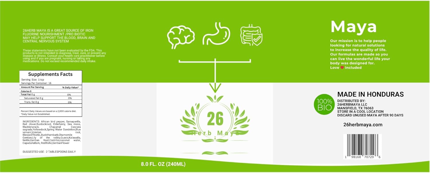 26 Hierbas Dr. Sebi Fórmula Maya – Mezcla de hierbas silvestres rica en hierro