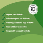FGO Polvo de Amla Orgánico - 227g (8oz) - Grosella India (Amalaki) - Fuente Natural de Vitamina C - Sin OGM - 100% Crudo y Natural