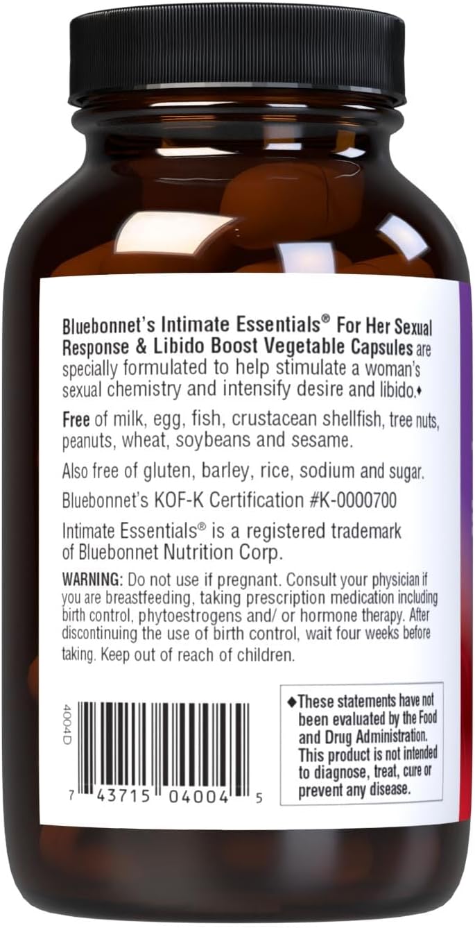 Bluebonnet Nutrition Intimate Essentials – Apoyo al Deseo y Respuesta Sexual Femenina, 30 Cápsulas Veganas