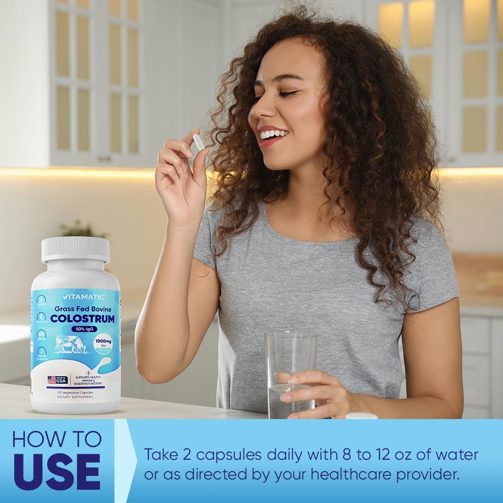 Vitamatic Calostro Bovino 1000 mg - 50% IgG - 120 Cápsulas