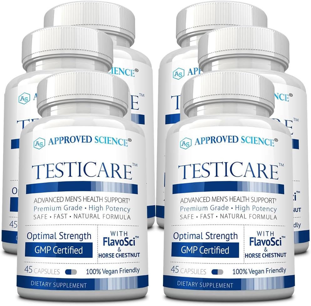 Approved Science TestiCare - Apoyo para la Salud Venosa - Castaño de Indias, Hamamelis - 6 Botellas - 270 Cápsulas - Vegano