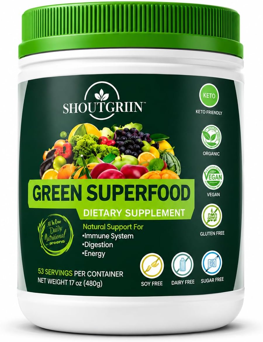 SHOUTGRIIN Green Superfood Powder - Superalimentos Verdes Orgánicos