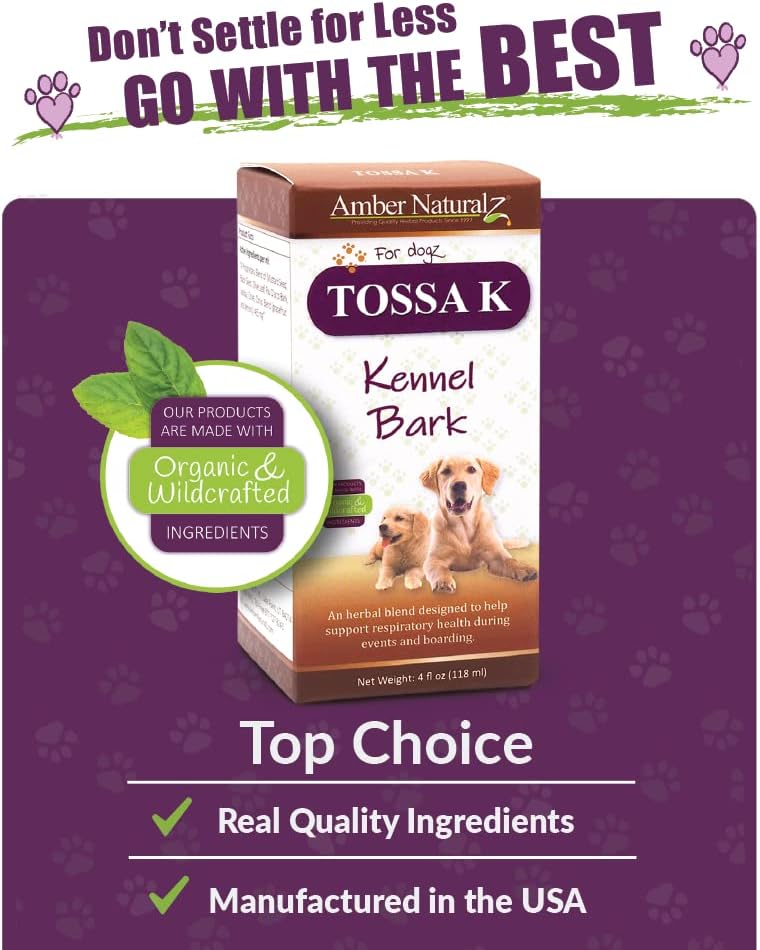 Amber NaturalZ Tossa K Kennel Bark - Suplementos Herbales para Perros y Cachorros