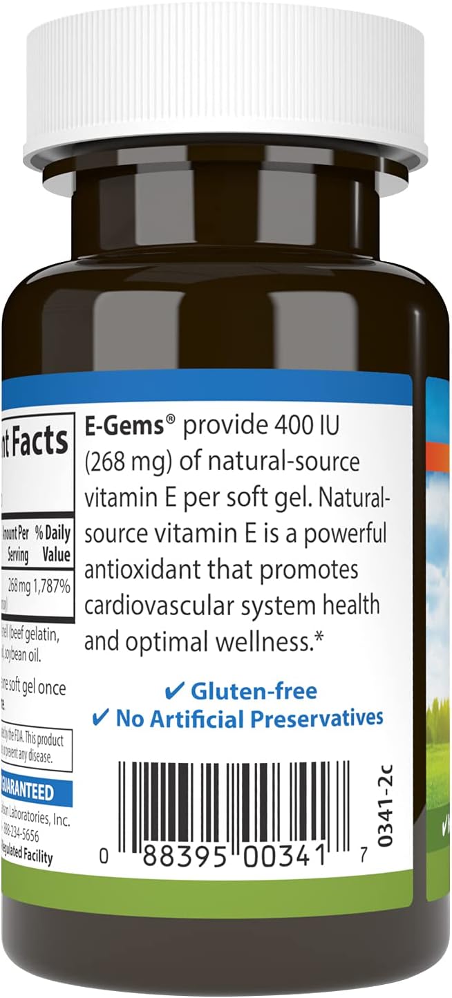 Carlson Labs E-Gems Vitamina E Natural 400 IU, 60 Cápsulas Blandas