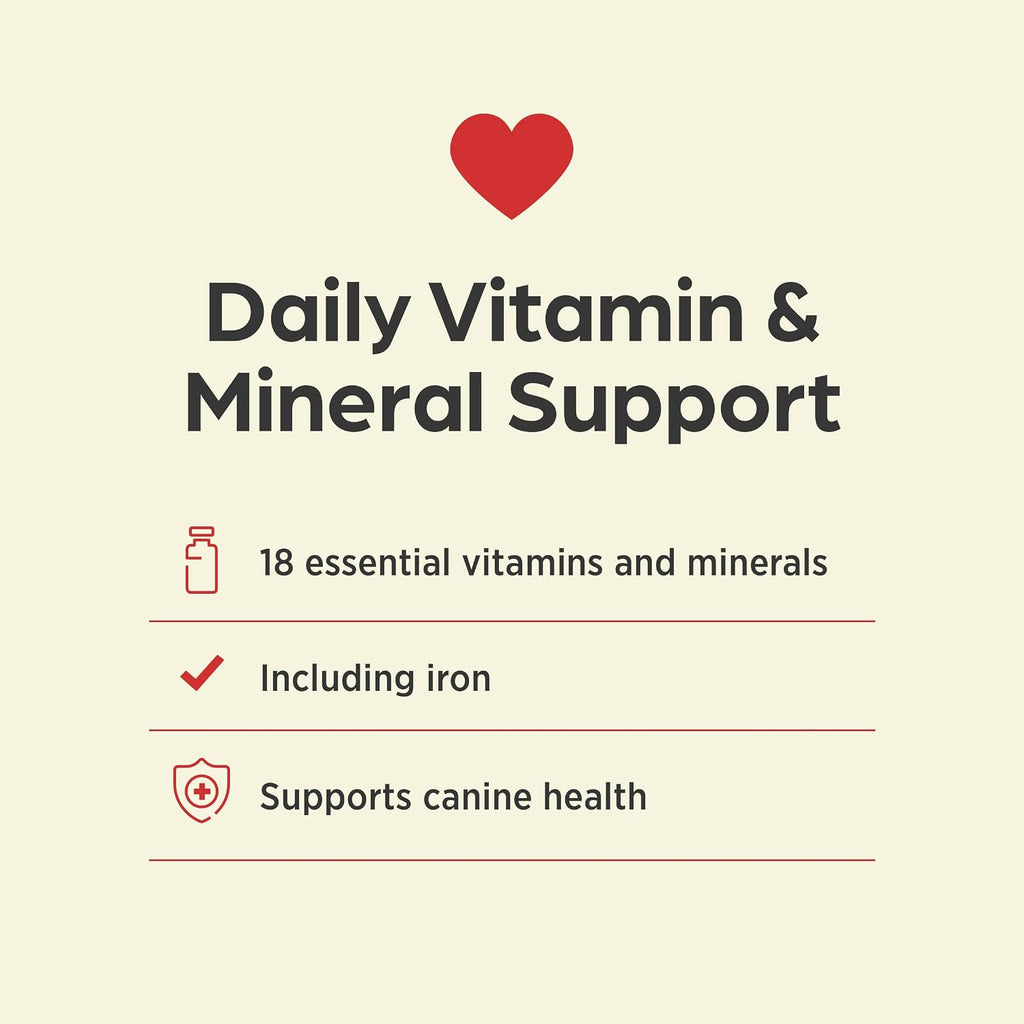 Vi-Sorbits Hierro y Vitaminas Suplemento Diario para Perros, Comprimidos Masticables Sabor a Carne, 200 Unidades