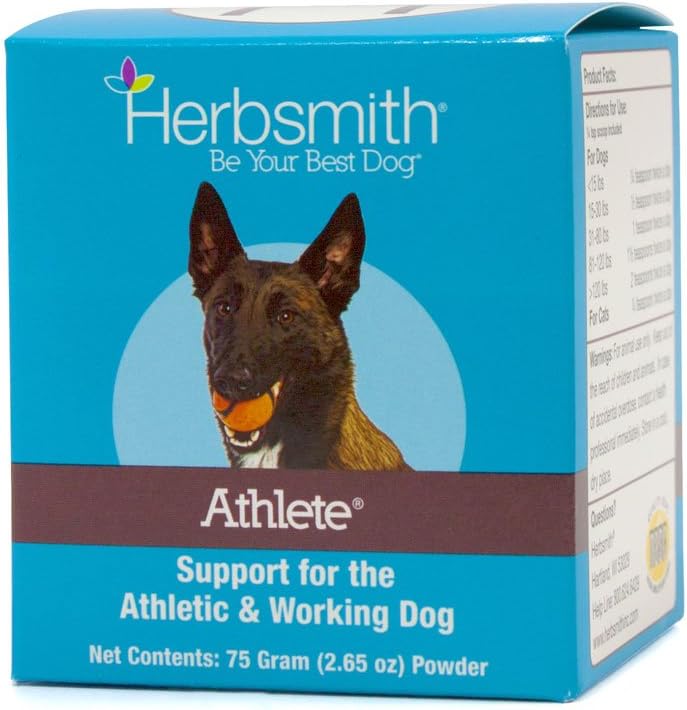 Herbsmith Athlete – Suplemento de Resistencia para Perros de Trabajo y Agilidad – 75g en Polvo
