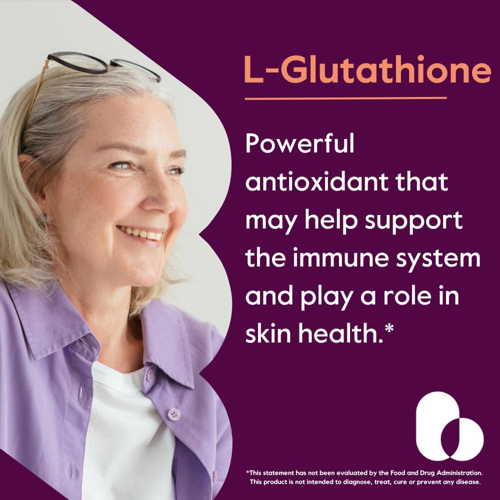 BESTVITE L-Glutathione 500mg, 60 Vegetable Capsules - Stearate-Free - Vegan - Non-GMO - Gluten-Free