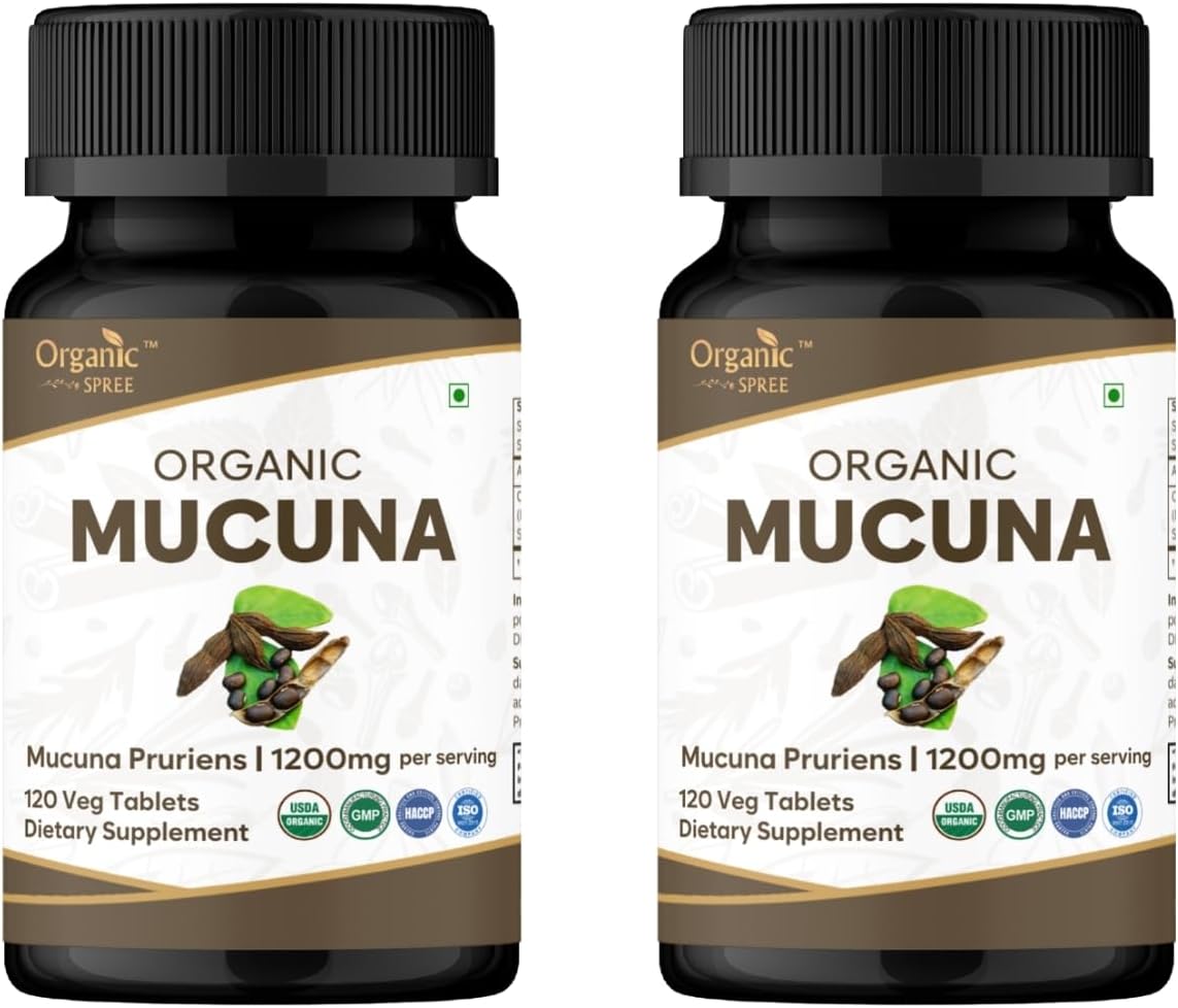 ORGANIC SPREE Comprimidos de Mucuna - USDA Orgánico, Apoya la Energía y el Bienestar General*, 120 Comprimidos - Paquete de 3