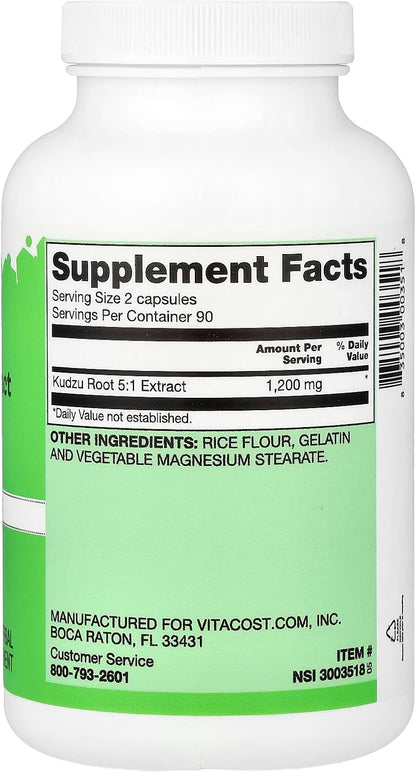 Vitacost Extracto de Raíz de Kudzu, 180 Cápsulas (600 mg por Cápsula) – Image 2