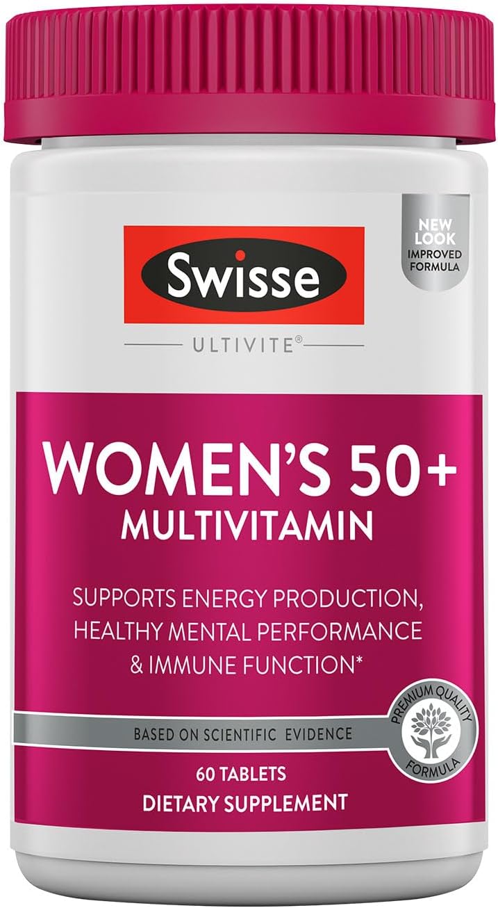 Swisse Multivitamínico Diario para Mujeres 50+ | 43 Vitaminas, Minerales y Adaptógenos | 60 Comprimidos