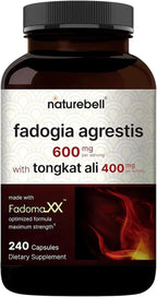 NatureBell Fadogia Agrestis 600mg & Tongkat Ali 400mg - 240 Cápsulas (Suministro 4 Meses) - Suplemento de Alta Potencia para Energía, Vitalidad y Apoyo al Entrenamiento - No GMO, Sin Gluten