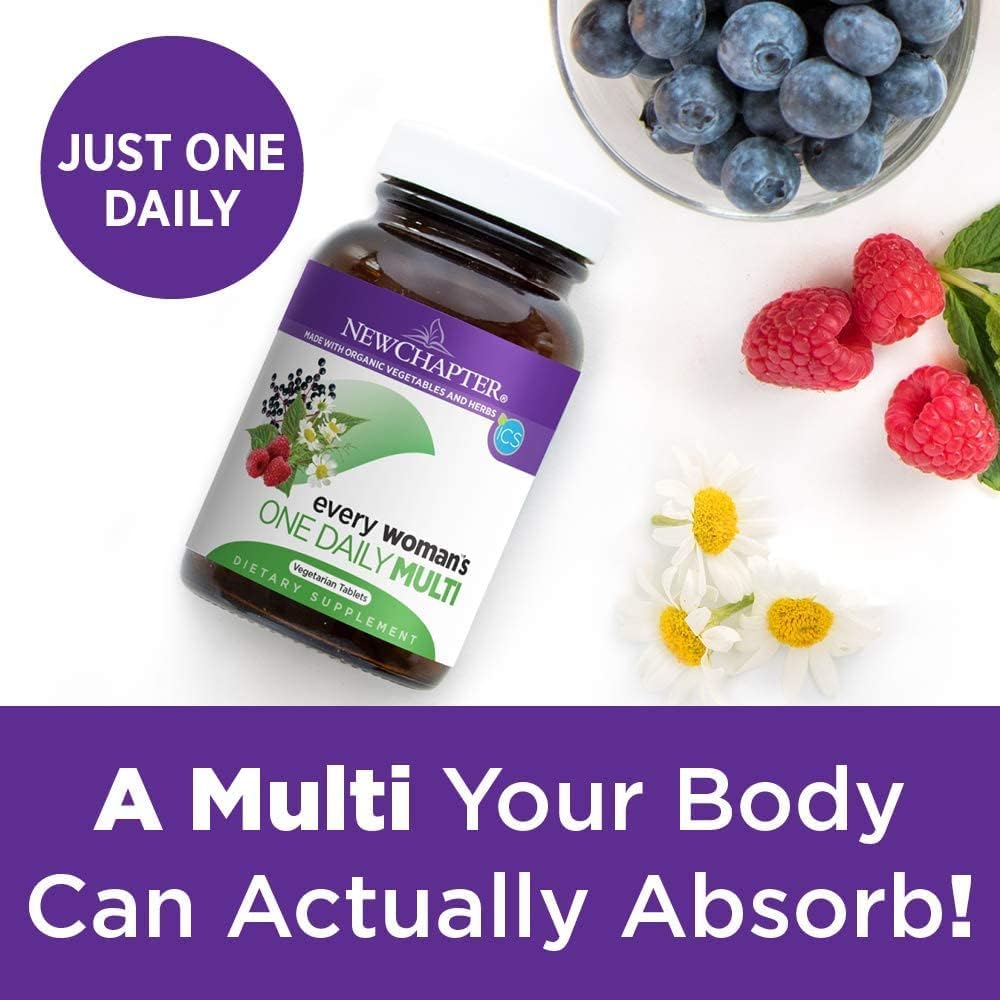 New Chapter Every Woman's One Daily - Multivitamínico para Mujeres Fermentado con Probióticos + Hierro + Vitaminas B + Vitamina D3 + Ingredientes Orgánicos No-GMO, 24 Comprimidos