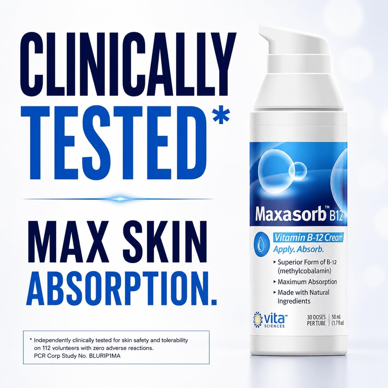 Crema de Vitamina B12 Maxasorb - Methylcobalamin 1000 mcg - 1.7 oz