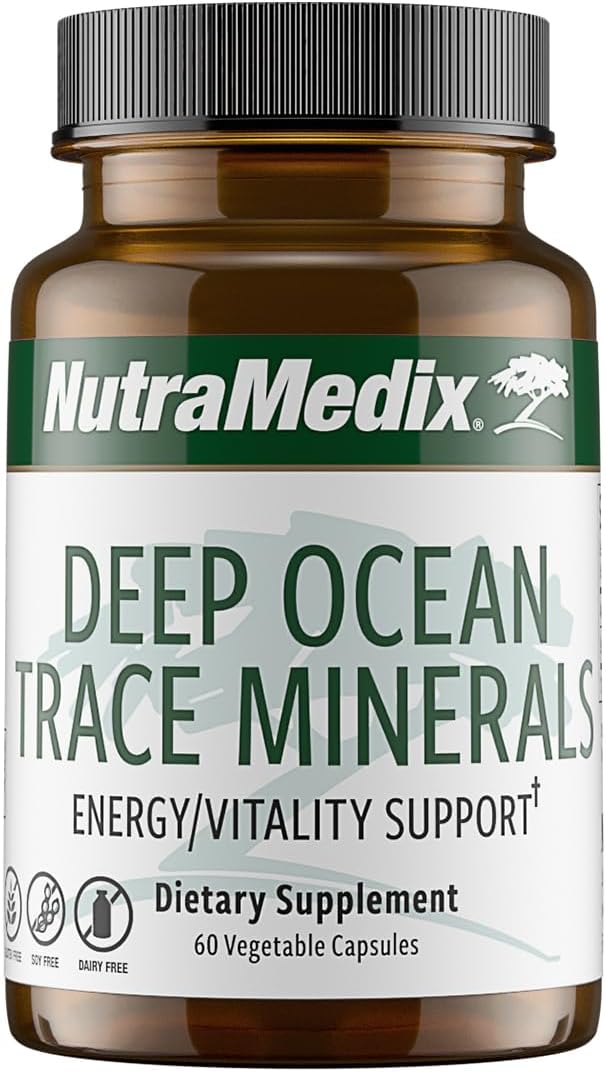 NutraMedix Deep Ocean Trace Minerals 1000mg - Suplemento Mineral y Energético - Magnesio, Zinc, Potasio, Boro, Fósforo y Manganeso - Apoyo Electrolítico (60 Cápsulas)