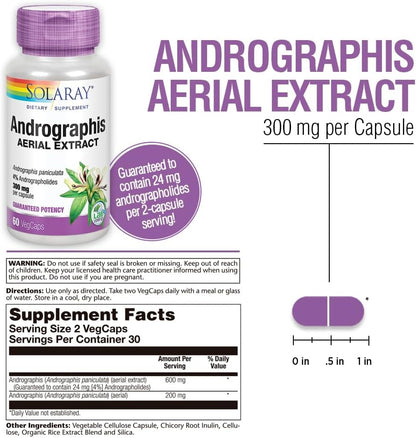 SOLARAY Andrographis 600 mg - 60 Cápsulas Vegetales - Apoyo Inmunológico – Image 3