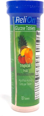 ReliOn Comprimidos de Glucosa Sabor Punch de Fruta, 60 Comprimidos
