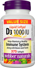 Webber Naturals Vitamina D3 1,000 UI, 375 Cápsulas Blandas