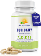 Daily Vites ADK 10 - Suplemento de Vitaminas A, D3 y K2 (MK-7), 90 Cápsulas
