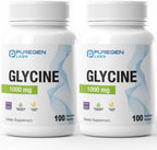 Puregen Labs Glicina 1000mg [Alta Potencia] 100 Cápsulas Vegetales - Suplemento de Glicina Pura