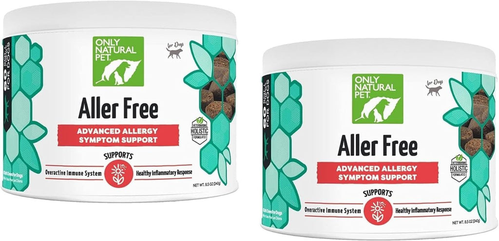 Only Natural Pet AllerFree Apoyo Avanzado contra Alergias para Perros, Apoya Naturalmente el Sistema Inmunológico, Sistema Respiratorio y Piel y Pelaje - 60 Comprimidos (Paquete de 2)