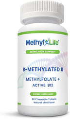 Methyl-Life® Masticable B-Metilado – 3 mg L-Metilfolato + B12 Metilada Sublingual (Metilcobalamina) | Folato Activo y Vitamina B12 | Vegano, Sin OGM, Sin Gluten