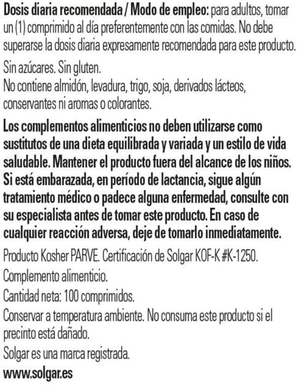 Vitamina B12 100 mcg – 100 Comprimidos – Solgar