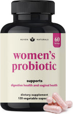 Nuven Naturals 3-en-1 Probiótico para Mujeres - 60 Dosis - 12 Cepas, Prebióticos, D-Manosa y Arándano