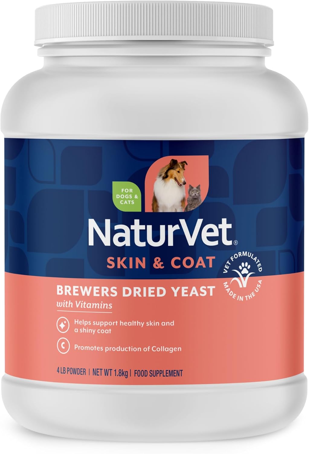 NaturVet Brewer's Yeast with Garlic and Vitamins for Dogs and Cats - 4 lb Powder