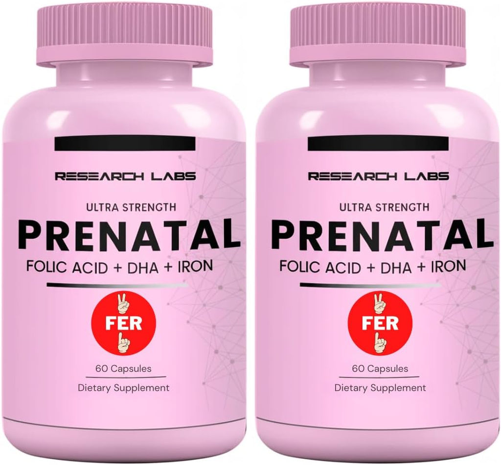 Research Labs Vitaminas Prenatales para Mujeres: Ácido Fólico Metilado 6x Más Biodisponible | Apoya el Desarrollo Saludable