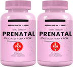 Research Labs Vitaminas Prenatales para Mujeres: Ácido Fólico Metilado 6x Más Biodisponible | Apoya el Desarrollo Saludable