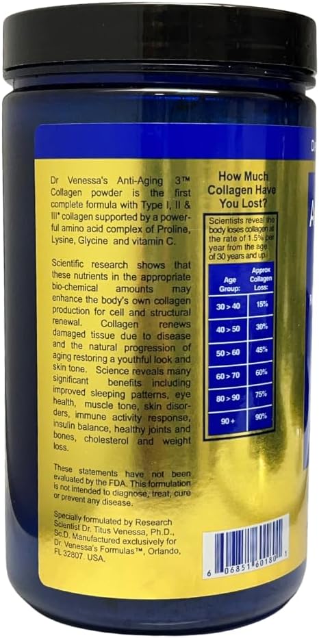 Dr. Venessa's Formulas™ Anti-Aging 3™ Collagen Tipo I, II y III
