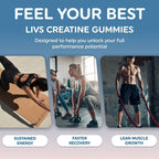 LIVS Creatine Monohydrate Gummies 5g - Suplemento Pre-Entreno para Hombres y Mujeres - Crecimiento Muscular, Fuerza y Recuperación - Vegano, Halal, Kosher, Non-GMO - Sabor Tropical Fruit Punch - 40 Gomitas