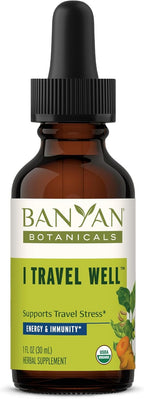 Banyan Botanicals I Travel Well Liquid Extract - Travel Immune Support - with Ashwagandha and Ginger - 30 ml (1 fl. oz.) - Organic, Vegan
