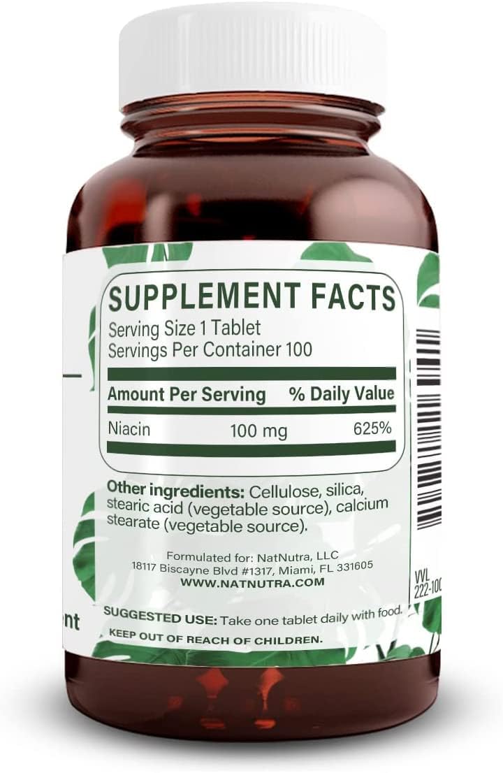 Natural Nutra Niacina 100 mg – Suplemento de Vitamina B3, 100 Comprimidos (Pack de 3)