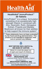 HealthAid ImmuProtect – Daily Immune Support with Vitamin C, Zinc, Quercetin and Propolis (30 Tablets)