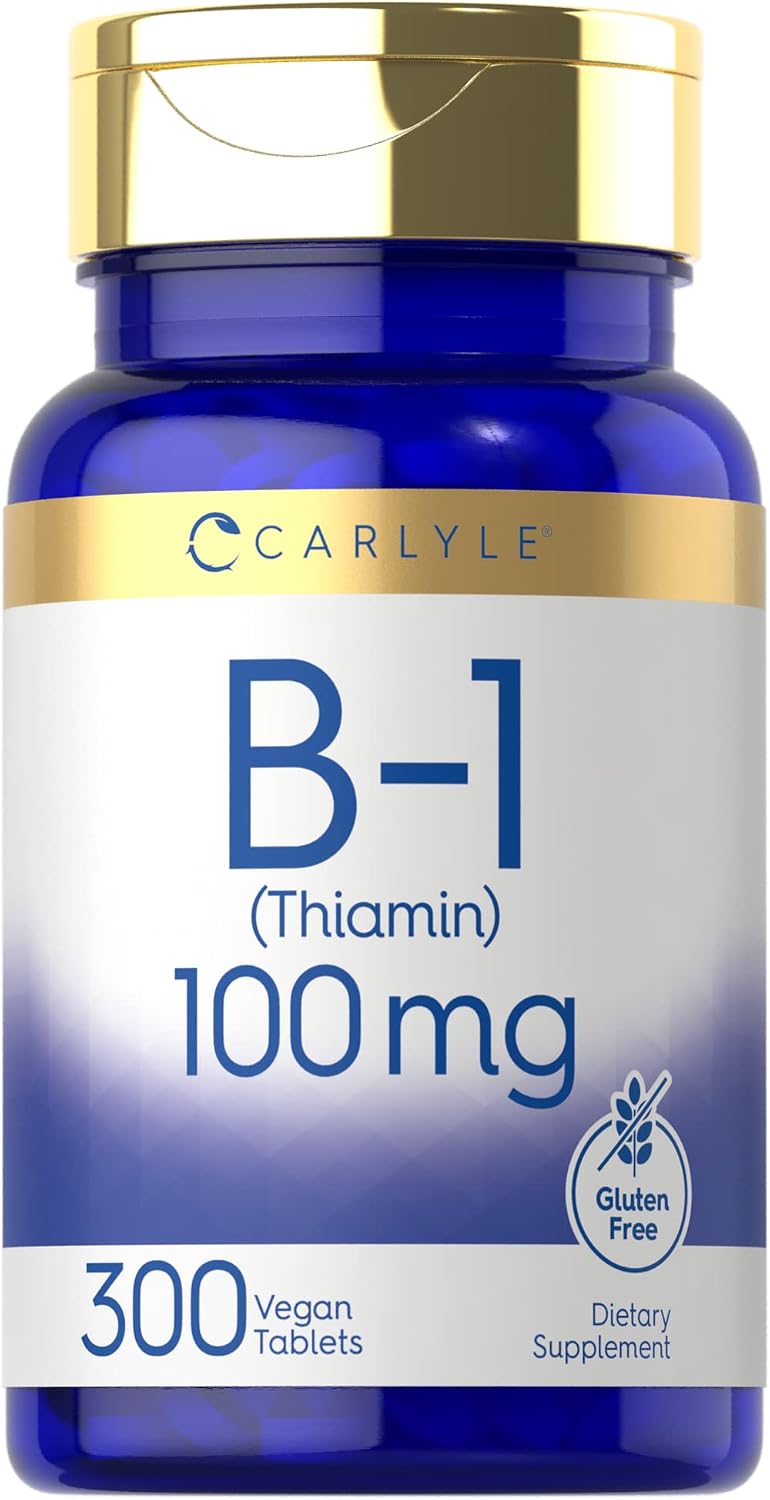 Carlyle B1 Vitamina 100 mg | 300 Comprimidos | Complemento para Mujeres y Hombres | Como Clorhidrato de Tiamina | Vegano, No Transgénico y Sin Gluten