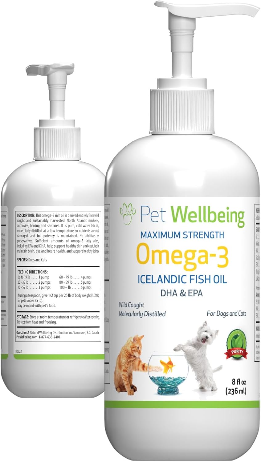 Pet Wellbeing Omega-3 Aceite de Pescado Islandés para Perros (236 ml)