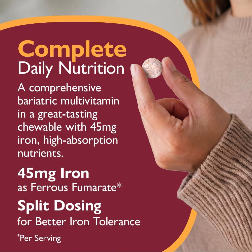 Celebrate Multi-Complete Multivitamínico Bariátrico Masticable con 45mg de Hierro - Sabor a Bayas - 60 Comprimidos