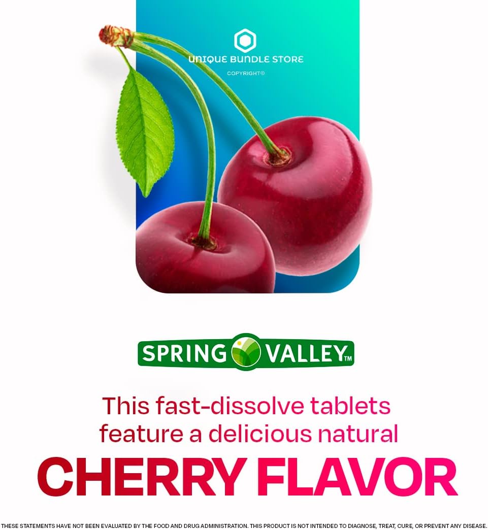 Spring Valley Vitamina B12 2500 mcg Comprimidos de Disolución Rápida Sabor Cereza, 120 Comprimidos