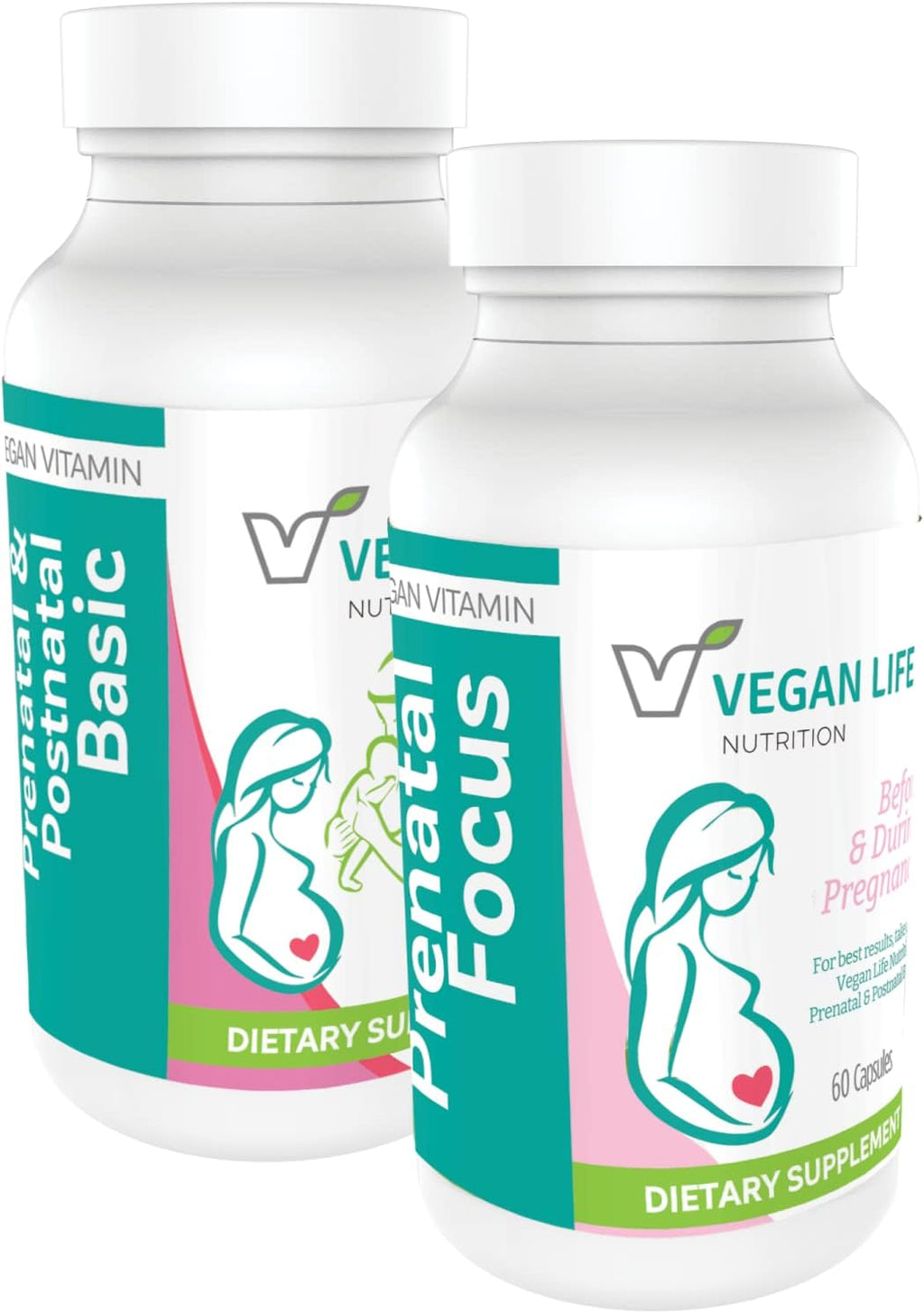 Vitaminas prenatales veganas - Folato, Colina, Vitaminas A, B, C, D, E, K y más - Sin gluten, Non-GMO