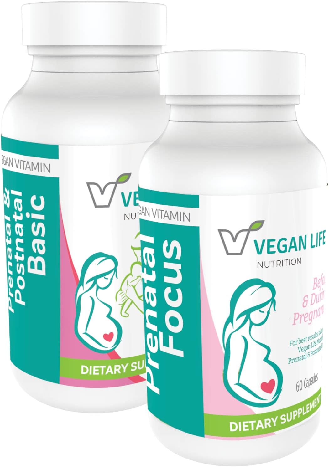 Vitaminas prenatales veganas - Folato, Colina, Vitaminas A, B, C, D, E, K y más - Sin gluten, Non-GMO