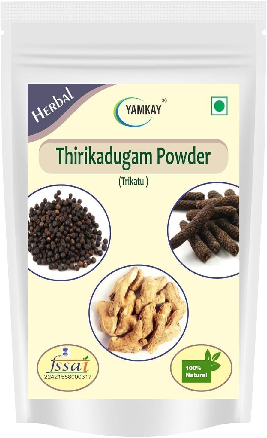 YAMKAY Thirikadugam en Polvo 300g – Trikatu Churna – Mezcla Herbal de Tres Pimientos y Jengibre