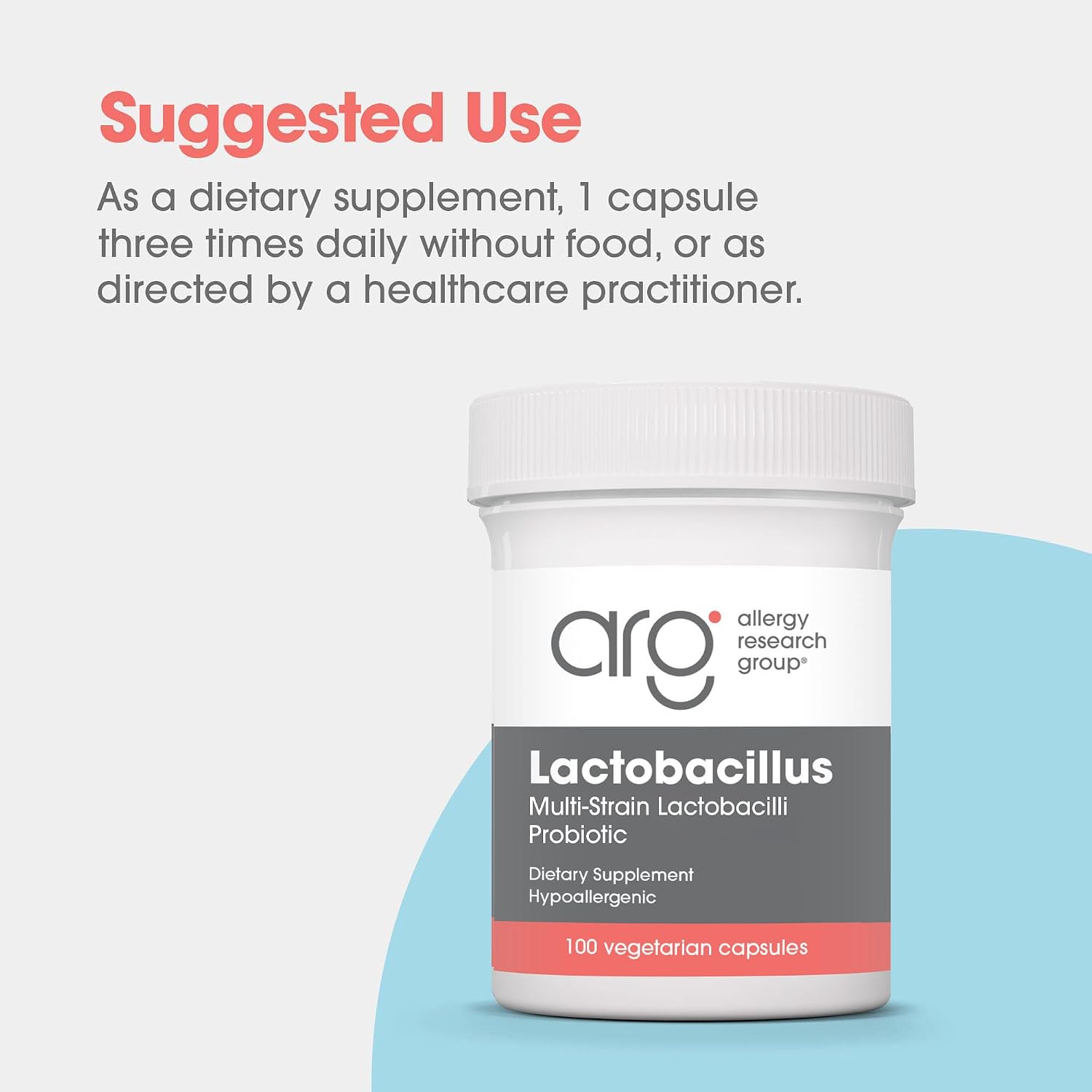 Allergy Research Group ARG Lactobacillus – Probiótico Multicepa, 100 Cápsulas