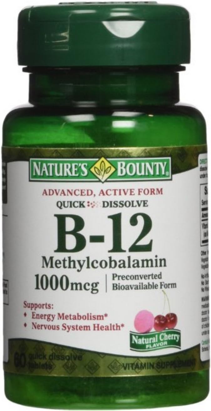 Nature's Bounty B-12 1000 mcg Microlosangas Sabor Cereza Natural (60 uds. x 4)