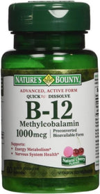 Nature's Bounty B-12 1000 mcg Microlosangas Sabor Cereza Natural (60 uds. x 4)